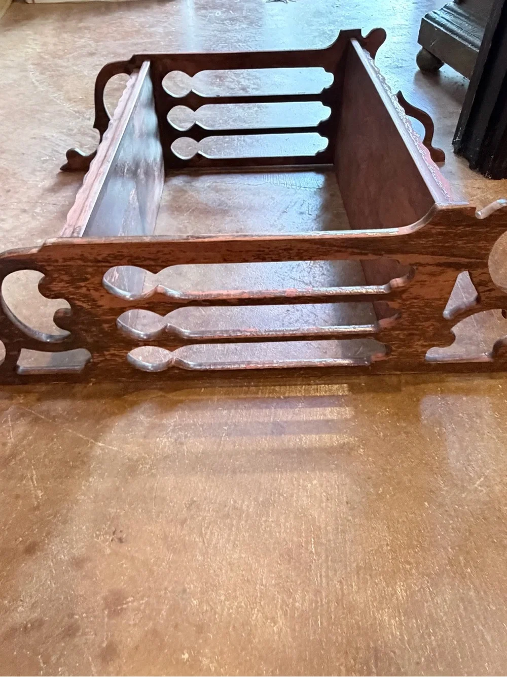 Antique-Style Two-Tier Wooden Shelf or Bookcase Gothic Style